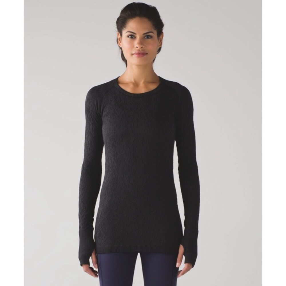 Lululemon Rest less pullover ls 2 textured pattern jacquard rare